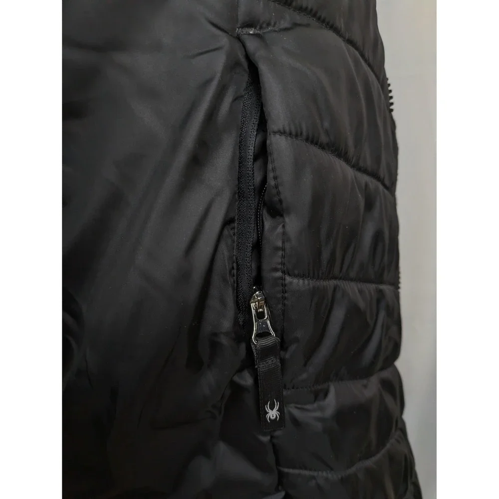 Spyder Quilted Hooded Puffer‎ Jacket Child's Large 12-14 Black Winter Warm Coat